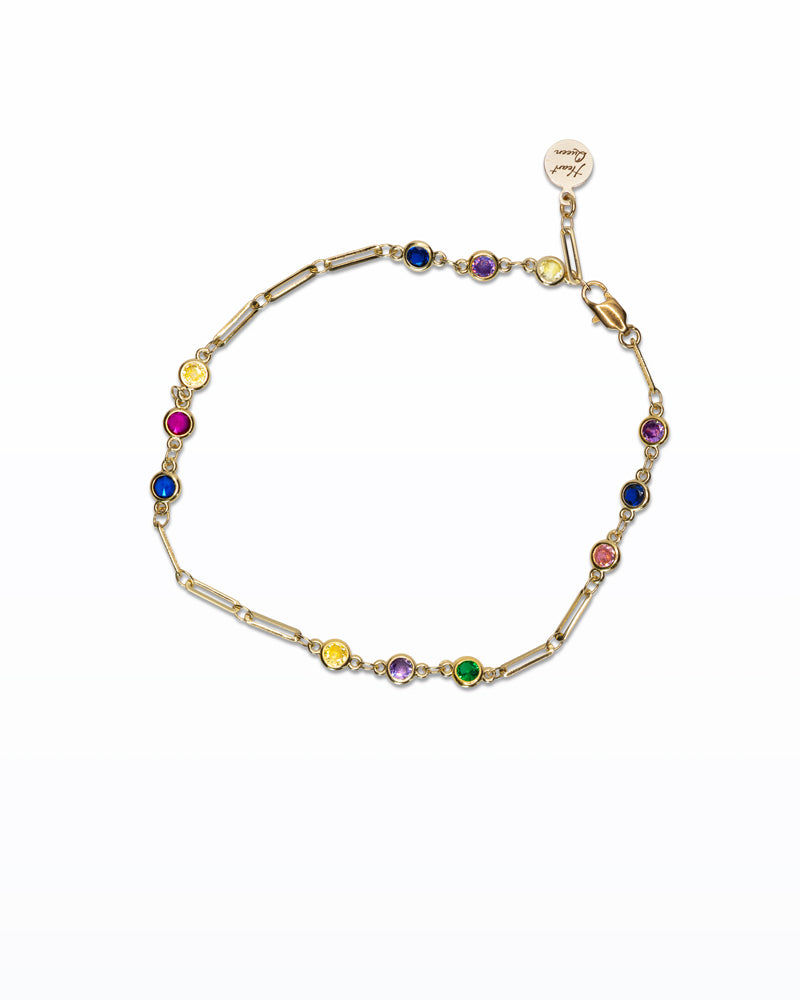 Rainbow Glow – Cavigliera oro con pietre colorate